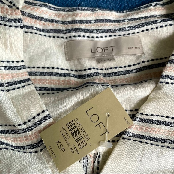 ⚠️LAST CHANCE NWT LOFT Stripe Peasant Long Sleeve Top - Picture 3 of 3